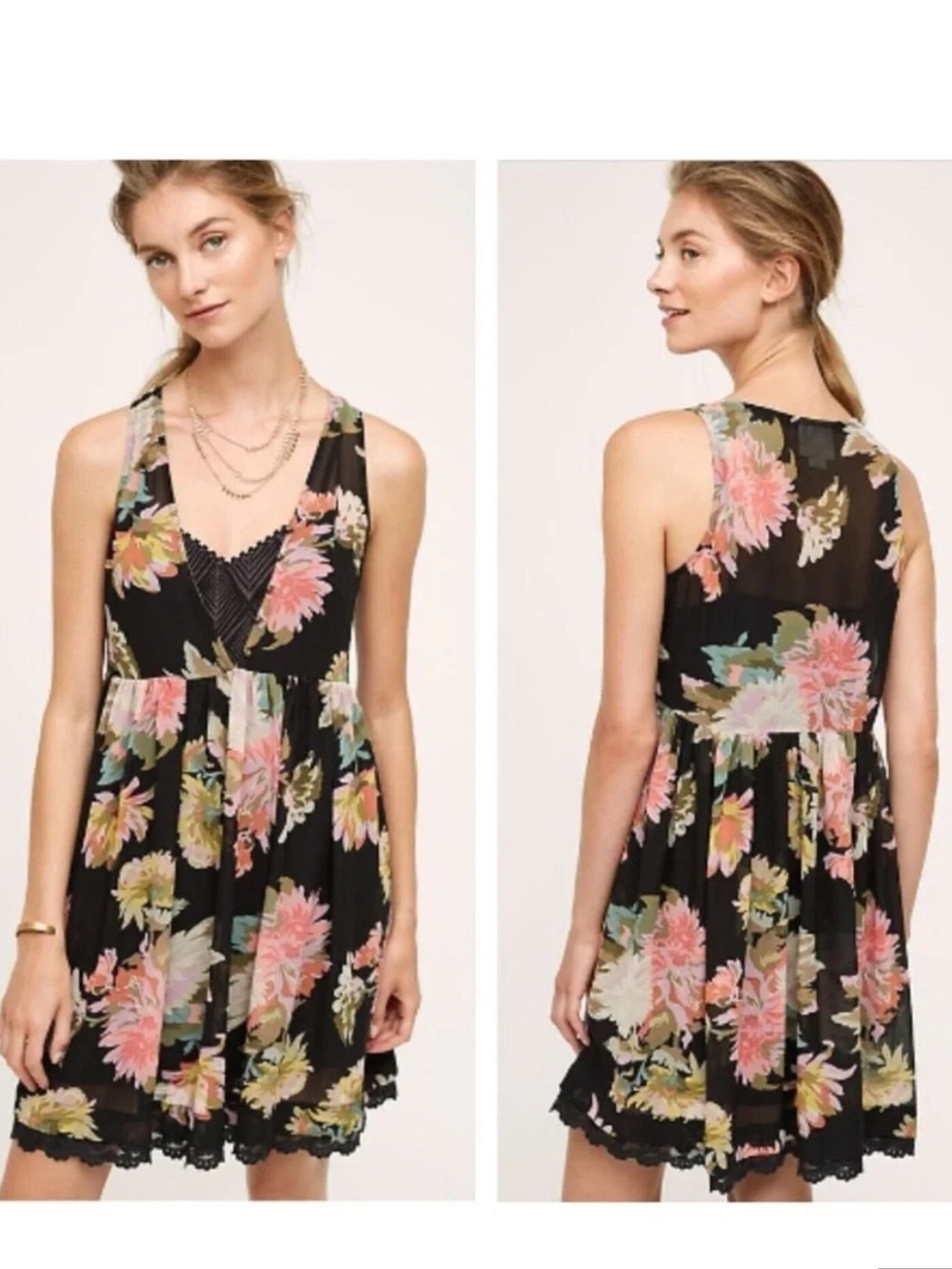 Anthropologie Maeve Valentina Floral Dress — Sheer Overlay, XS